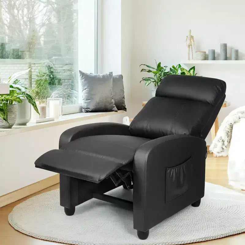 Costway Poltrona Massaggiante Reclinabile, Poltrona Singola Ergonomica Regolabile con Sedile Imbottito Nero\Marrone\Grigio