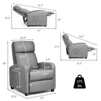Costway Poltrona Massaggiante Reclinabile, Poltrona Singola Ergonomica Regolabile con Sedile Imbottito Nero\Marrone\Grigio