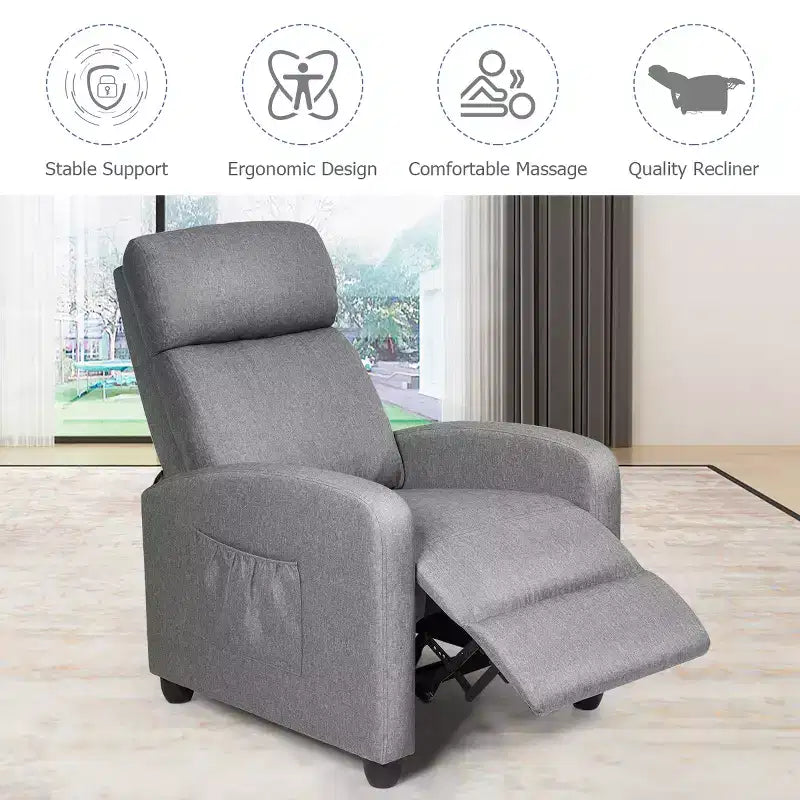 Costway Poltrona Massaggiante Reclinabile, Poltrona Singola Ergonomica Regolabile con Sedile Imbottito Nero\Marrone\Grigio