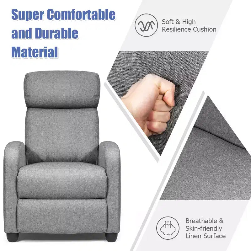 Costway Poltrona Massaggiante Reclinabile, Poltrona Singola Ergonomica Regolabile con Sedile Imbottito Nero\Marrone\Grigio