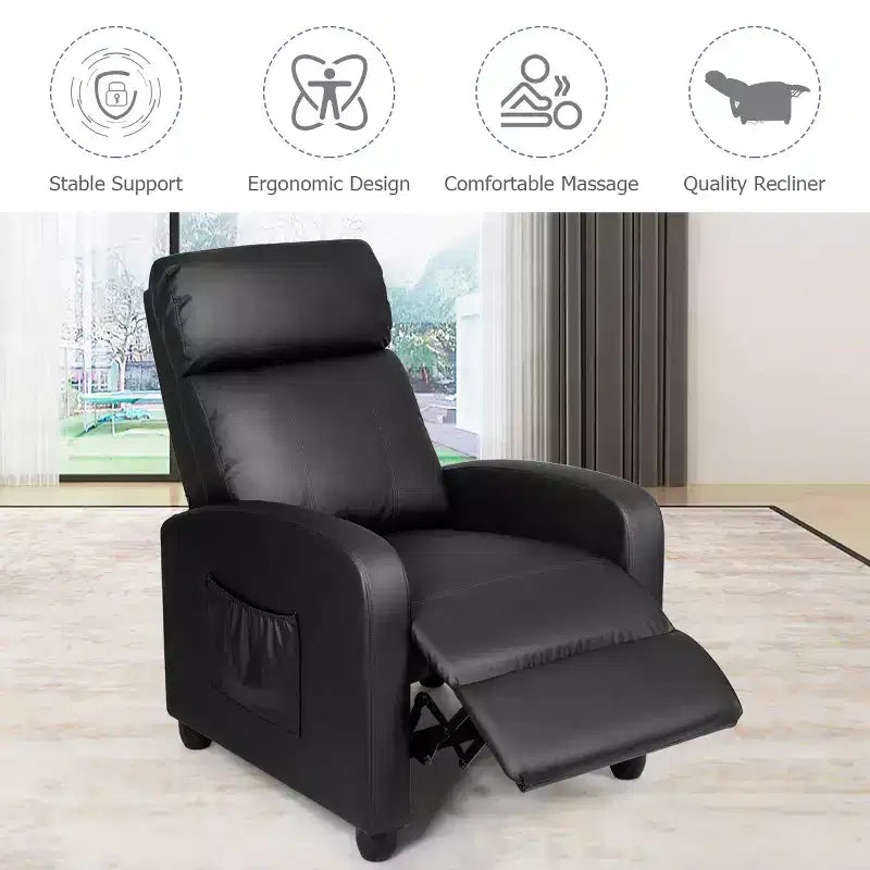 Costway Poltrona Massaggiante Reclinabile, Poltrona Singola Ergonomica Regolabile con Sedile Imbottito Nero\Marrone\Grigio
