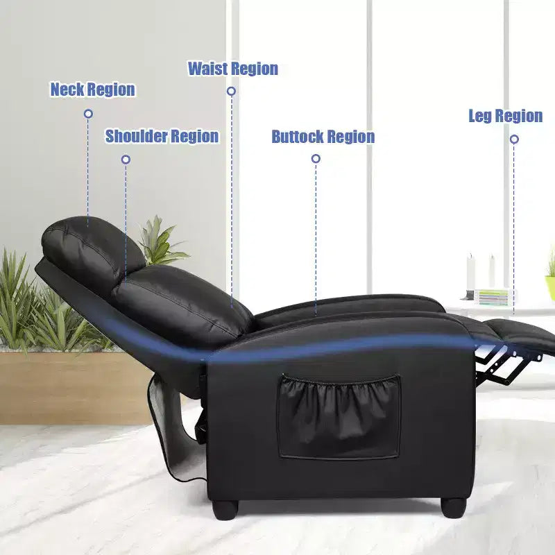 Costway Poltrona Massaggiante Reclinabile, Poltrona Singola Ergonomica Regolabile con Sedile Imbottito Nero\Marrone\Grigio