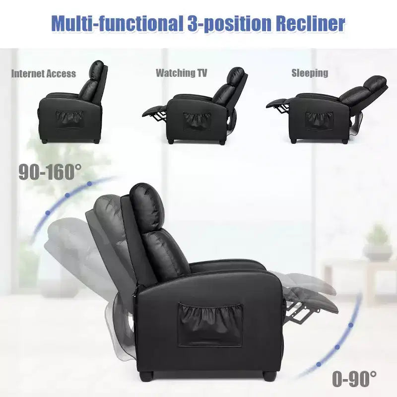 Costway Poltrona Massaggiante Reclinabile, Poltrona Singola Ergonomica Regolabile con Sedile Imbottito Nero\Marrone\Grigio