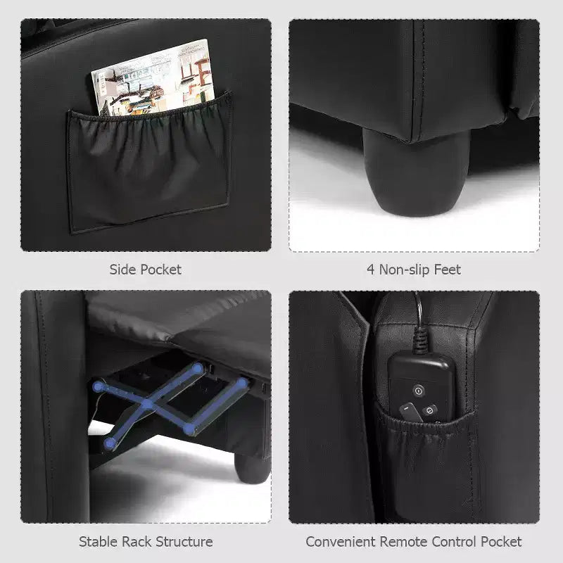 Costway Poltrona Massaggiante Reclinabile, Poltrona Singola Ergonomica Regolabile con Sedile Imbottito Nero\Marrone\Grigio