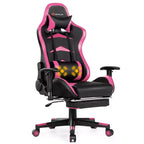 Sedia Gaming Massaggiante Reclinabile Girevole da Ufficio Costway con Poggiapiedi