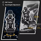 Sedia Gaming Massaggiante Reclinabile Girevole da Ufficio Costway con Poggiapiedi