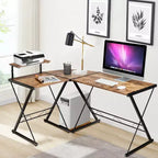 Costway Scrivania da gioco a L per computer 58'' x 44'' con supporto monitor e vassoio per host, per ufficio domestico