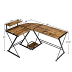 Costway Scrivania da gioco a L per computer 58'' x 44'' con supporto monitor e vassoio per host, per ufficio domestico