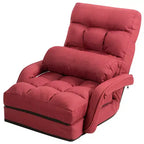 Costway Folding Floor Single Sofa Recliner Chair W/ a Pillow 5 Adjustable Backrest Position Leisure Lounge Couch Blue\Red\White