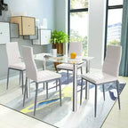 Costway Set da Pranzo 5 Pezzi Tavolo 75 cm e 4 Sedie in Vetro Metallo Arredamento Cucina Colazione Bianco