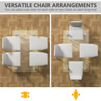 Costway Set da Pranzo 5 Pezzi Tavolo 75 cm e 4 Sedie in Vetro Metallo Arredamento Cucina Colazione Bianco