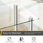 Costway Set da Pranzo 5 Pezzi Tavolo 75 cm e 4 Sedie in Vetro Metallo Arredamento Cucina Colazione Bianco
