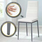 Costway Set da Pranzo 5 Pezzi Tavolo 75 cm e 4 Sedie in Vetro Metallo Arredamento Cucina Colazione Bianco