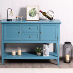 Costway Credenza con Ante e Cassetti Tavolo Consolle in Legno Blu/Marrone/Grigio/Beige