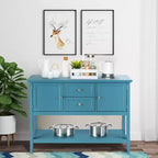 Costway Credenza con Ante e Cassetti Tavolo Consolle in Legno Blu/Marrone/Grigio/Beige