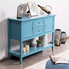 Costway Credenza con Ante e Cassetti Tavolo Consolle in Legno Blu/Marrone/Grigio/Beige