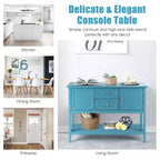 Costway Credenza con Ante e Cassetti Tavolo Consolle in Legno Blu/Marrone/Grigio/Beige