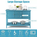 Costway Credenza con Ante e Cassetti Tavolo Consolle in Legno Blu/Marrone/Grigio/Beige