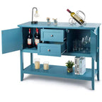 Costway Credenza con Ante e Cassetti Tavolo Consolle in Legno Blu/Marrone/Grigio/Beige