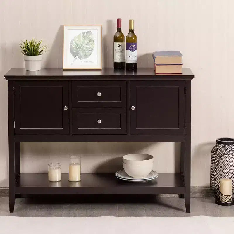 Costway Credenza con Ante e Cassetti Tavolo Consolle in Legno Blu/Marrone/Grigio/Beige