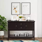 Costway Credenza con Ante e Cassetti Tavolo Consolle in Legno Blu/Marrone/Grigio/Beige