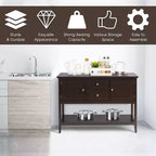 Costway Credenza con Ante e Cassetti Tavolo Consolle in Legno Blu/Marrone/Grigio/Beige