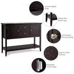 Costway Credenza con Ante e Cassetti Tavolo Consolle in Legno Blu/Marrone/Grigio/Beige