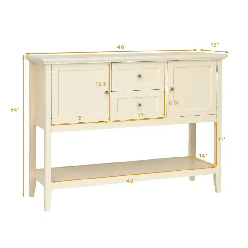 Costway Credenza con Ante e Cassetti Tavolo Consolle in Legno Blu/Marrone/Grigio/Beige