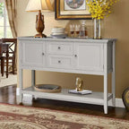 Costway Credenza con Ante e Cassetti Tavolo Consolle in Legno Blu/Marrone/Grigio/Beige