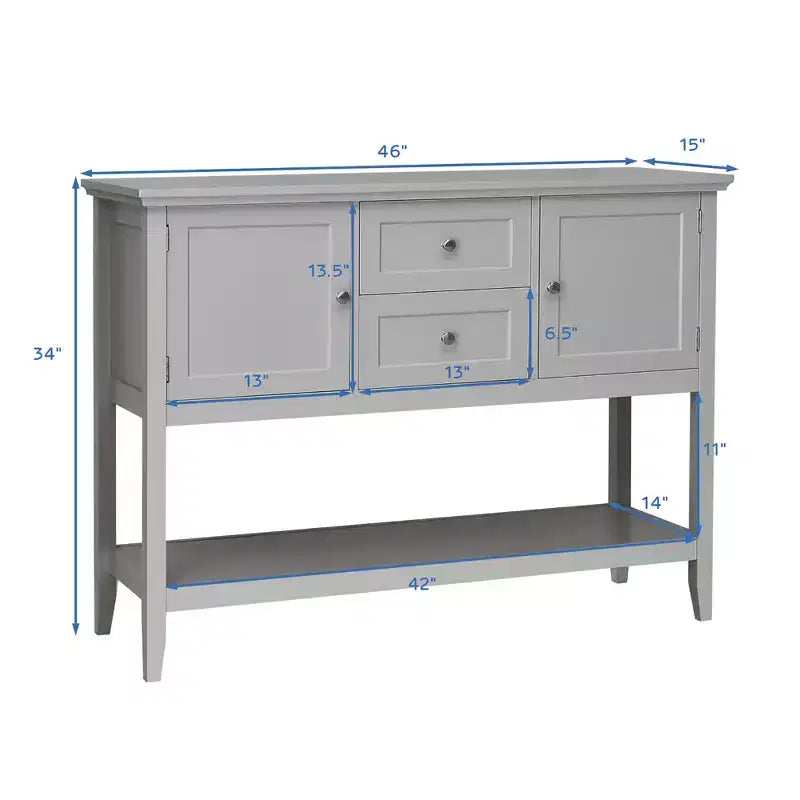 Costway Credenza con Ante e Cassetti Tavolo Consolle in Legno Blu/Marrone/Grigio/Beige