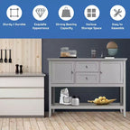 Costway Credenza con Ante e Cassetti Tavolo Consolle in Legno Blu/Marrone/Grigio/Beige