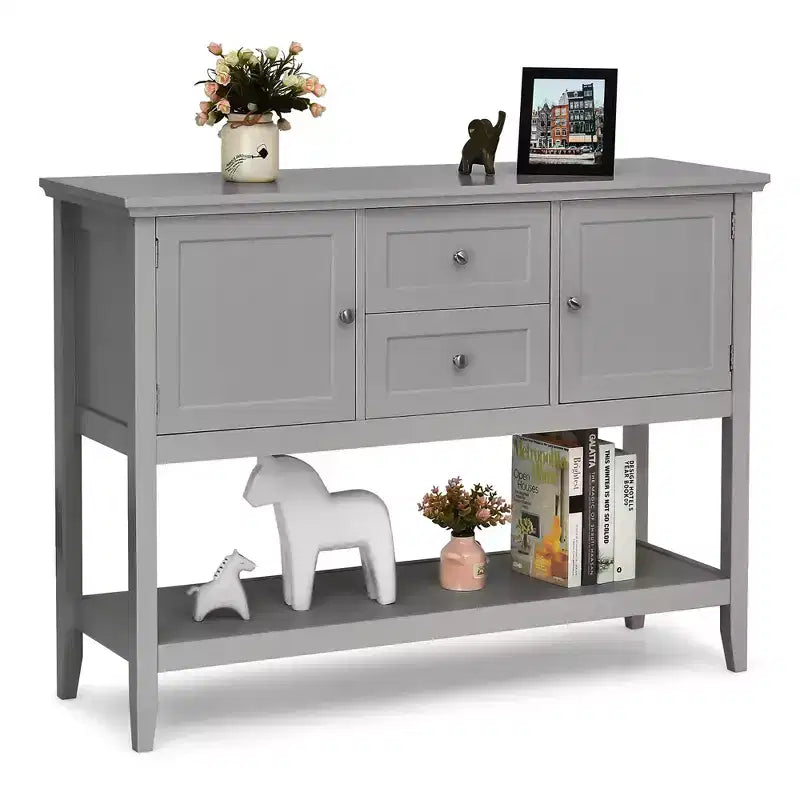 Costway Credenza con Ante e Cassetti Tavolo Consolle in Legno Blu/Marrone/Grigio/Beige