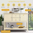 Costway Credenza con Ante e Cassetti Tavolo Consolle in Legno Blu/Marrone/Grigio/Beige