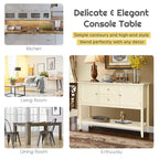 Costway Credenza con Ante e Cassetti Tavolo Consolle in Legno Blu/Marrone/Grigio/Beige