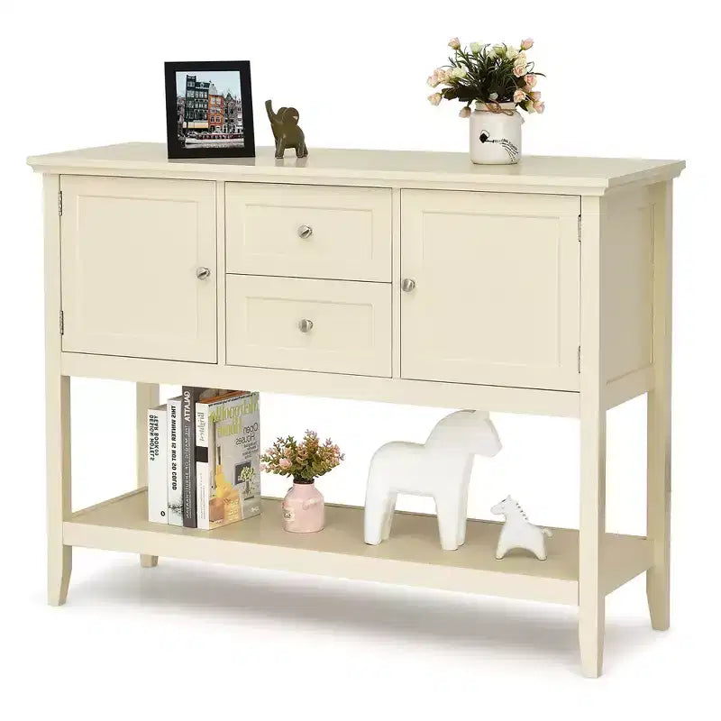 Costway Credenza con Ante e Cassetti Tavolo Consolle in Legno Blu/Marrone/Grigio/Beige