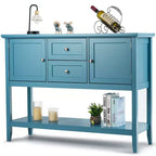 Costway Credenza con Ante e Cassetti Tavolo Consolle in Legno Blu/Marrone/Grigio/Beige