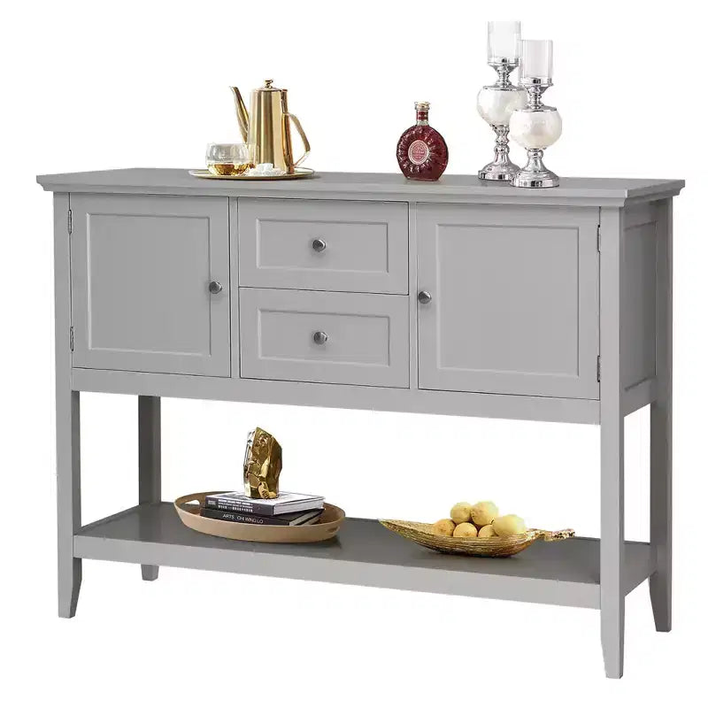 Costway Credenza con Ante e Cassetti Tavolo Consolle in Legno Blu/Marrone/Grigio/Beige