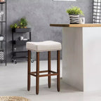 Sgabelli da bar Costway set da 4 con borchie, altezza 74 cm, seduta in tessuto e gambe in legno, grigio/beige