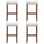 Sgabelli da bar Costway set da 4 con borchie, altezza 74 cm, seduta in tessuto e gambe in legno, grigio/beige
