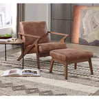 Set poltrona e pouf Buylateral Bianca Mid-Century Modern - 2 pezzi