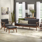 Set poltrona e pouf Buylateral Bianca Mid-Century Modern - 2 pezzi