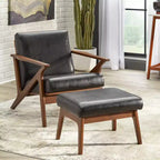 Set poltrona e pouf Buylateral Bianca Mid-Century Modern - 2 pezzi