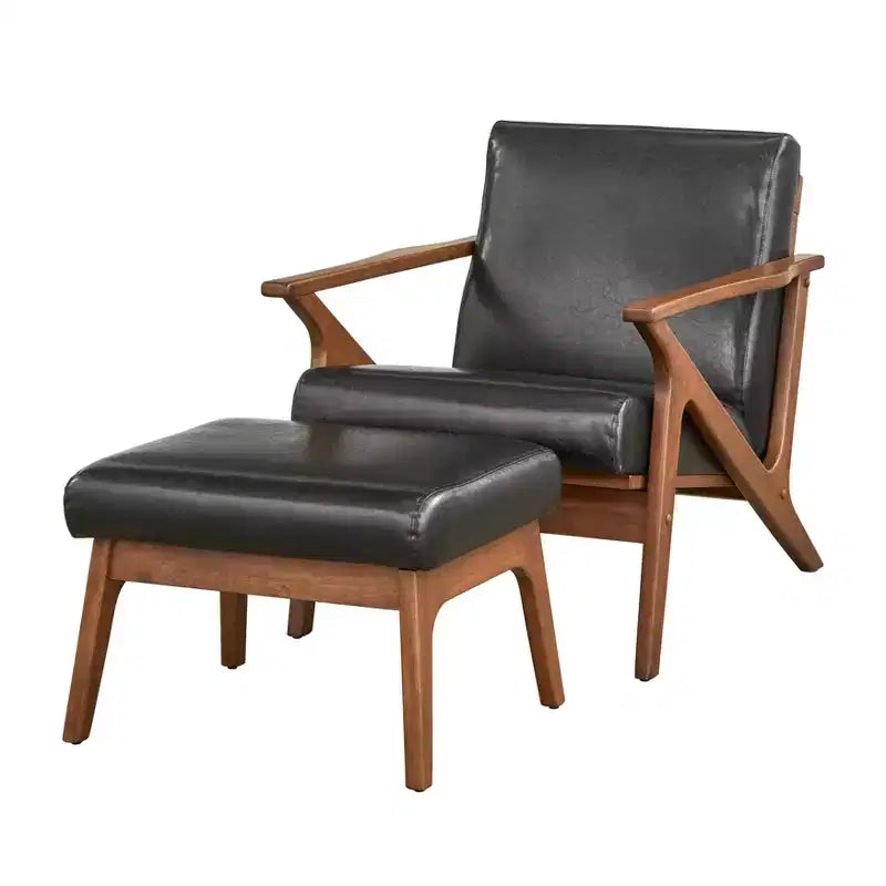 Set poltrona e pouf Buylateral Bianca Mid-Century Modern - 2 pezzi