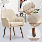 Costway Set di 2 poltrone imbottite in tessuto con gambe in legno Beige/Grigio
