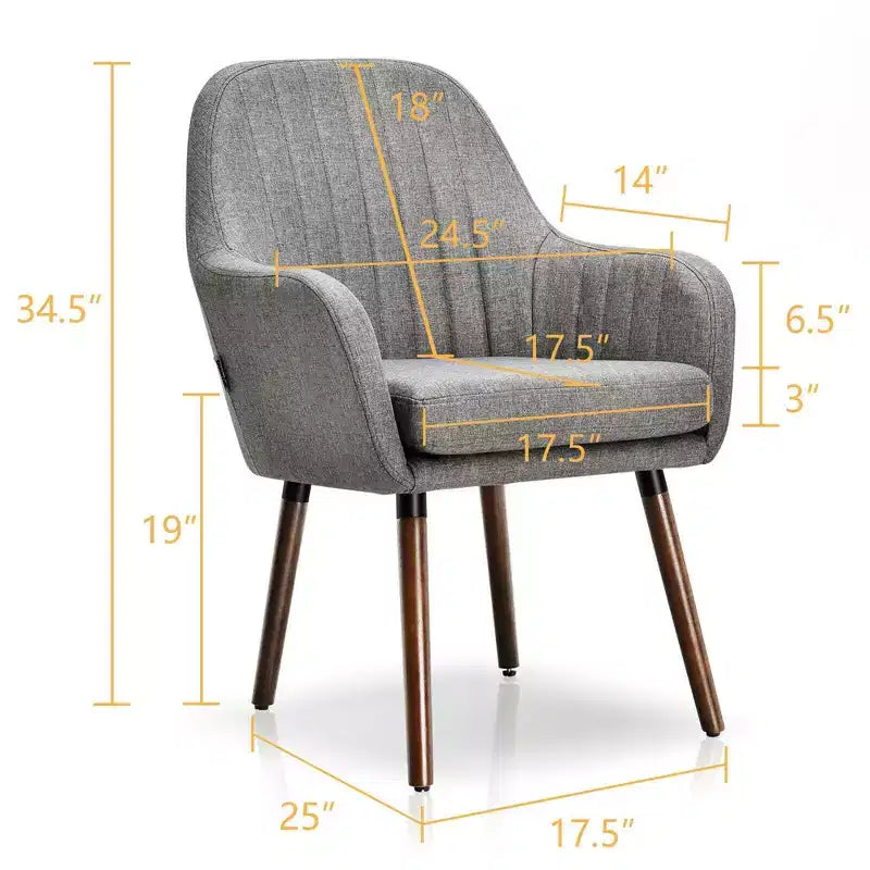 Costway Set di 2 poltrone imbottite in tessuto con gambe in legno Beige/Grigio