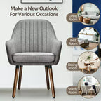 Costway Set di 2 poltrone imbottite in tessuto con gambe in legno Beige/Grigio