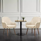 Costway Set di 2 poltrone imbottite in tessuto con gambe in legno Beige/Grigio