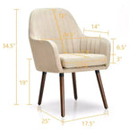 Costway Set di 2 poltrone imbottite in tessuto con gambe in legno Beige/Grigio