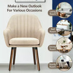 Costway Set di 2 poltrone imbottite in tessuto con gambe in legno Beige/Grigio