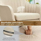 Costway Set di 2 poltrone imbottite in tessuto con gambe in legno Beige/Grigio